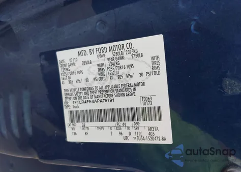2010 Ford Ranger Sport/Xlt from USA, damaged, VIN 1FTLR4FE4APA75791